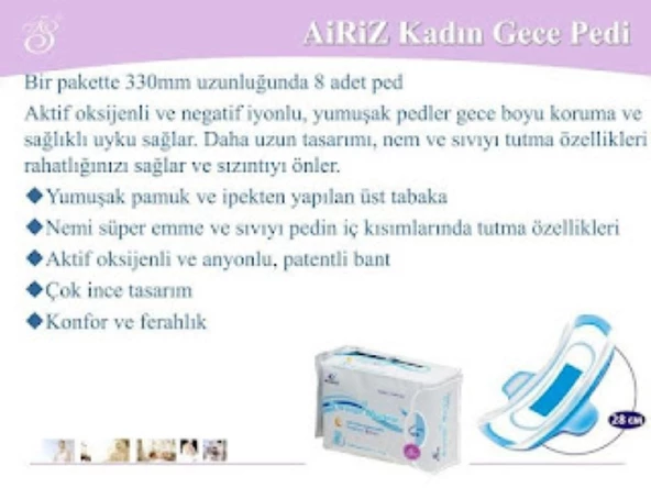 Tiens Airiz Hijyenik Kadın Ped 3'lü Paket ( günlük gündüz gece) - 2