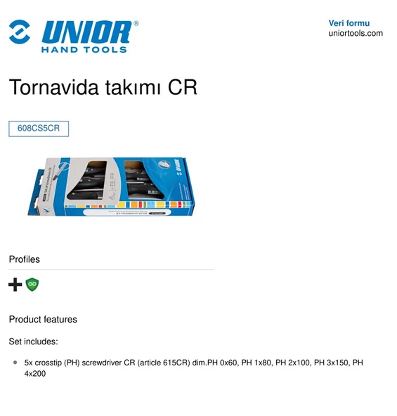 Unior 608CS5CR Ph Yıldız Uçlu Tornavida Seti 5 Parça - 2