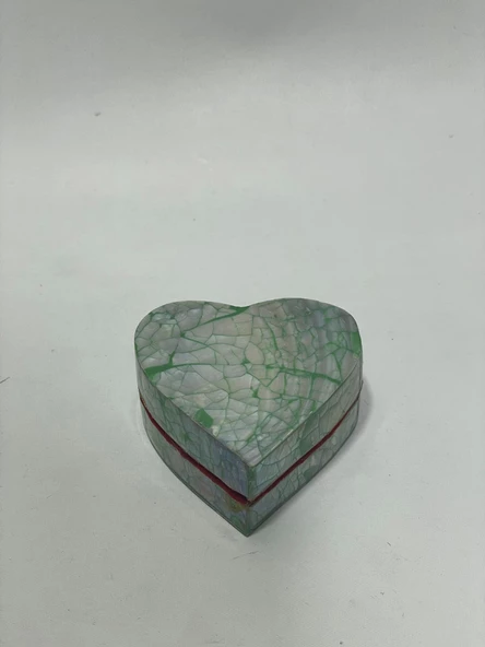 Sedef Kaplama Kalp Model Kadife Hediye Kutusu (Küçük-Model 3) - 3