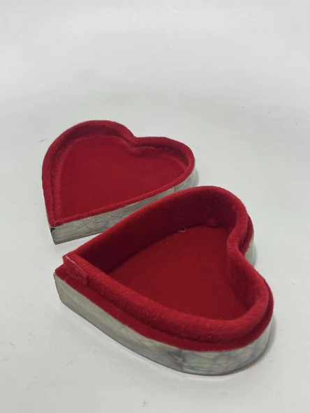 Sedef Kaplama Kalp Model Kadife Hediye Kutusu (Küçük-Model 2) - 6