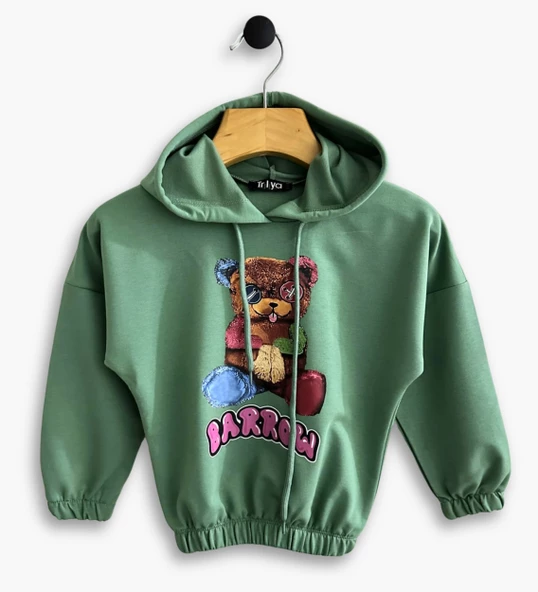 Triliya Kız Çocuk Kapşonlu Mevsimlik Likralı Eşofman Takımı 4-12 Yaş - 6