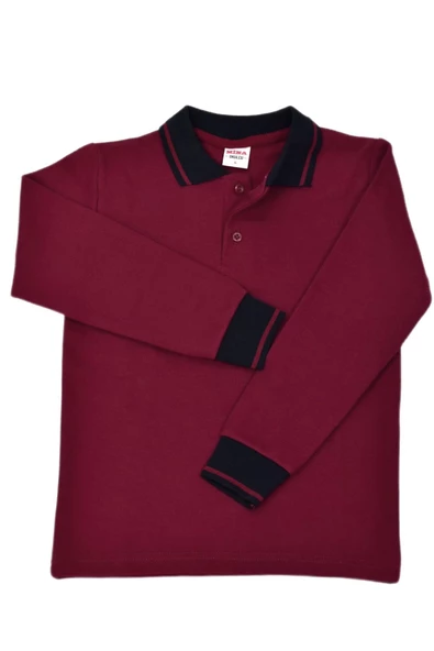 Kolej Polo Yaka Bordo Sweatshirt Ytg OGRTL1453 - 2