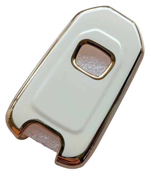 Honda Civic Cr-v Uyumlu Anahtar Kılıfı Kumanda Kılıfı Oto Anahtarlık Beyaz Gold - Resim 3