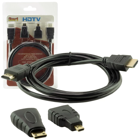 HDMI KABLO 1.5 METRE 3LÜ SET  (MICRO HDMI HDMI*MİNİ HDMI HDMI) (4593)