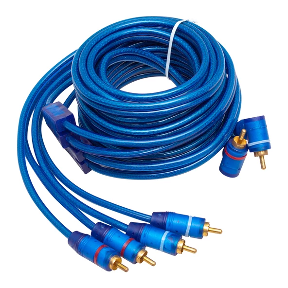 2 RCA ERKEK + 4 RCA ERKEK ŞASELİ 5 METRE MAVİ KABLO (4593)