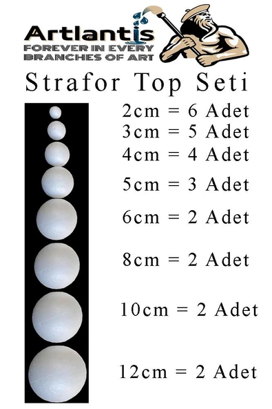 Strofor Köpük Top 2cm 3cm 4cm 5cm 6cm 8cm 10cm 12cm 26 Adet Yuvarlak Strafor Top Küre Okul Deney Köpük Toplar