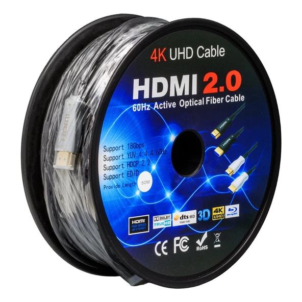 Örgülü Çipsetli + Çift Filtreli 50 Metre HDMI Kablo