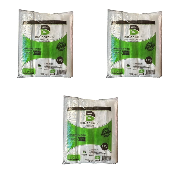 Doğanpack Şeffaf Naylon 1 lik 20x30 Cm. Bakkaliye Poşeti Torbası - 3 Kg. - 3 Paket ürün görseli 1