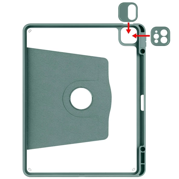 Apple iPad Air 13 M2 2024 A2898 - A2899 - A2900 Kılıf Redclick Termik Kalem Bölmeli Dönebilen Standlı Kılıf - Resim 5