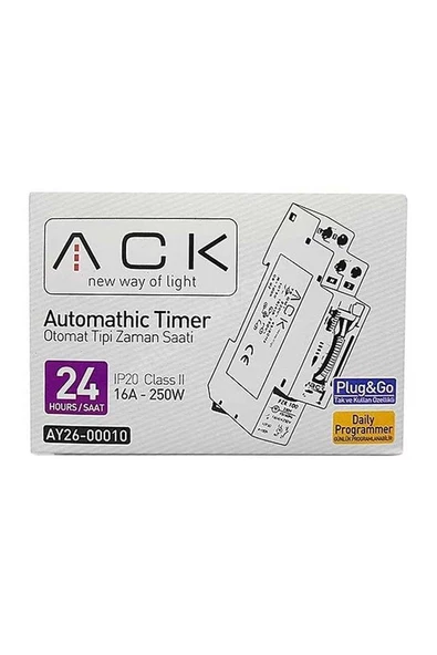 Ack Otomat Tipi Zaman Saati IP20 16a-250W AY26-00010 - 6