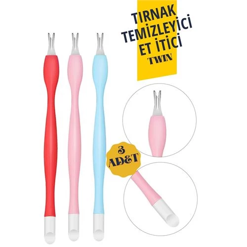 ModaCar Tırnak Temizleyici Et İtici Twin 3 lü Set