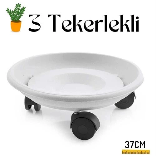 ModaCar Tekerlekli Saksı Altığı 37 CM Coadura Design Beyaz