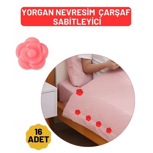 ModaCar Yorgan Çarşaf Kılıf Sabitleyici 16 Adet Çiçek Model