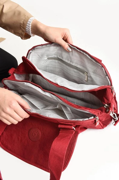 Klinkır Omuz Çantası Çok Cepli Hafif Kumaş 30*25 Cm Çapraz Postacı Çanta Günlük Kullanıma Uygun - 5