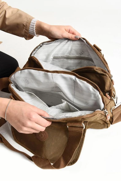 Klinkır Omuz Çantası Çok Cepli Hafif Kumaş 30*25 Cm Çapraz Postacı Çanta Günlük Kullanıma Uygun - 10