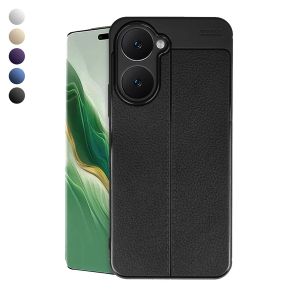 Vivo Y18 Kılıf Auto Focus Deri Desen Silikon Arka Kapak