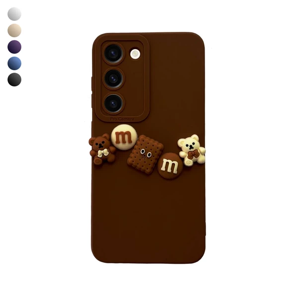 Samsung Galaxy S23 Kılıf 3D M Bear Kamera Korumalı Silikon Kapak