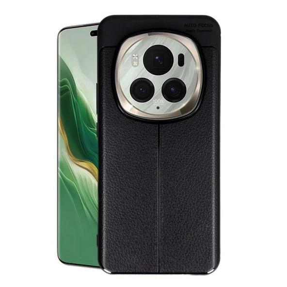 Honor Magic 6 Pro Kılıf Auto Focus Deri Desen Silikon Arka Kapak - 6