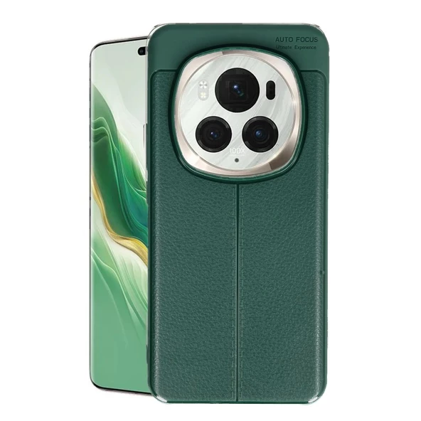 Honor Magic 6 Pro Kılıf Auto Focus Deri Desen Silikon Arka Kapak - 4