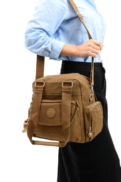 Omuz Çantası Çapraz Uzun Askılı Çok Cepli 30*25 Cm Yağmur Geçirmez İçi Astarlı Klinkır Kumaş - 8