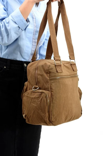 Omuz Çantası Çapraz Uzun Askılı Çok Cepli 30*25 Cm Yağmur Geçirmez İçi Astarlı Klinkır Kumaş - 9