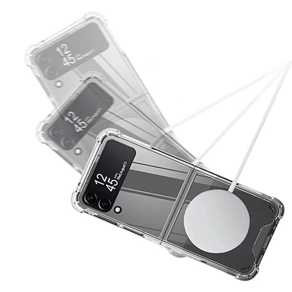 Samsung Galaxy Z Flip4 Kılıf Magsafe Özellikli Şeffaf Silikon Kapak - 4