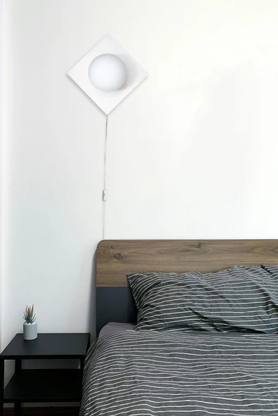 D-light Kare Aplik Fişli Beyaz