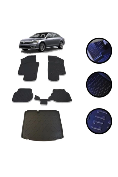 Jetta Cepsiz 2011-2022 Arası 4D Havuzlu Oto Paspas Ve Bagaj Set