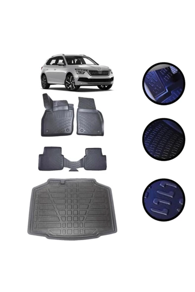 Skoda kamiq 2020 Ve Sonrası 4D Havuzlu Oto Paspas Ve Bagaj Set