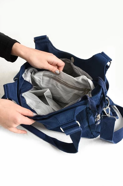 Günlük Kullanıma Uygun Kadın Omuz Çantası Çapraz Askılı Postacı Çanta Hafif Klinkır Kumaş 23*30 Cm - 5