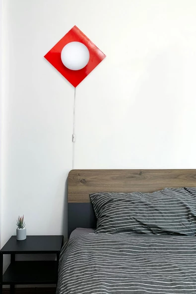 D-light Kare Aplik Fişli Kırmızı