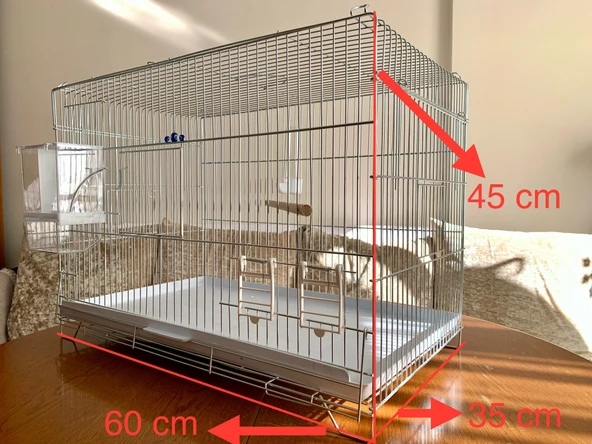 Sultan Papağanı Üretim Kafesi - ( Akıllı Yemlik, Suluk, Ahşap Tünek Dahil ) Kampanya Kalın Telli