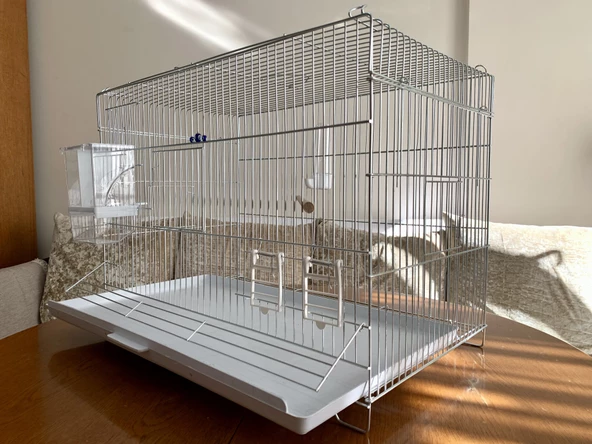 Sultan Papağanı Üretim Kafesi - ( Akıllı Yemlik, Suluk, Ahşap Tünek Dahil ) Kampanya Kalın Telli - 2