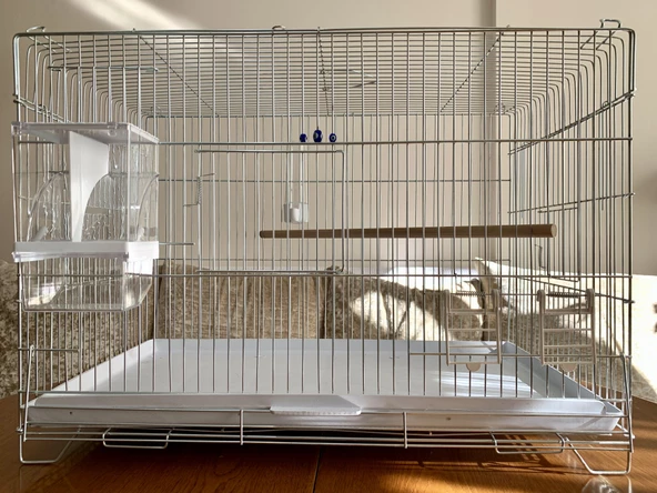 Sultan Papağanı Üretim Kafesi - ( Akıllı Yemlik, Suluk, Ahşap Tünek Dahil ) Kampanya Kalın Telli - 3