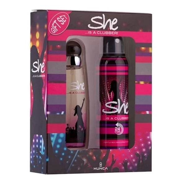 She Is A Clubber EDT 50 ml + Deodorant Sprey 150 ml Kadın Parfüm Seti - Resim 2
