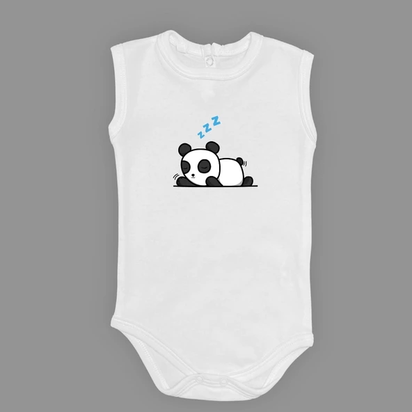 Uykucu Panda Baskılı Bebek Body Zıbın Çıtçıtlı Badi - 10