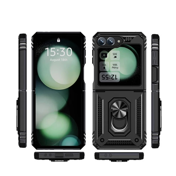Samsung Galaxy Z Flip 6 Kılıf Yüzüklü Zırh Tank Vega - 4