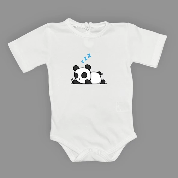 Uykucu Panda Baskılı Bebek Body Zıbın Çıtçıtlı Badi - 6