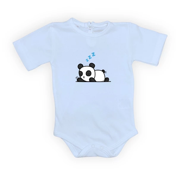 Uykucu Panda Baskılı Bebek Body Zıbın Çıtçıtlı Badi - 7