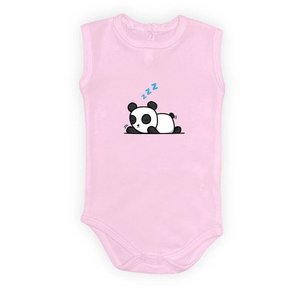 Uykucu Panda Baskılı Bebek Body Zıbın Çıtçıtlı Badi - 8