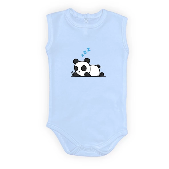 Uykucu Panda Baskılı Bebek Body Zıbın Çıtçıtlı Badi - 9