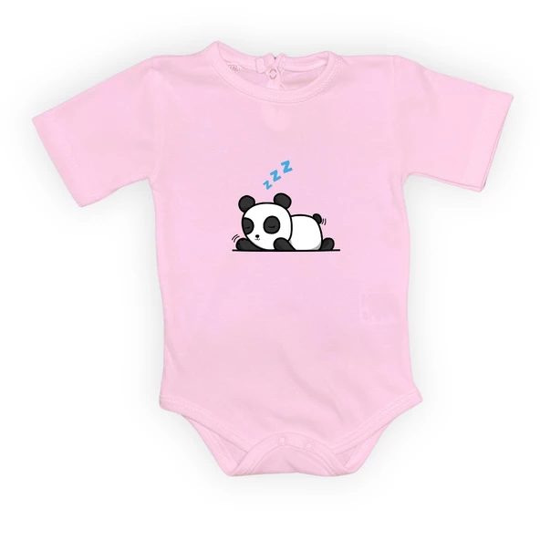 Uykucu Panda Baskılı Bebek Body Zıbın Çıtçıtlı Badi - 4