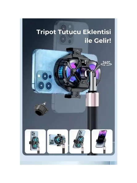 elefon Soğutucu Fan Çift Pervaneli 3 kademeli Işıklı Göstergeli Bütün Telefon Modelleri İle Uyumlu - 5