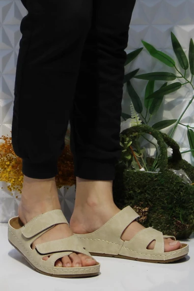Fort 1801 Mulex Bej Comfort Anatomik Rahat Kadın Terlik - 2