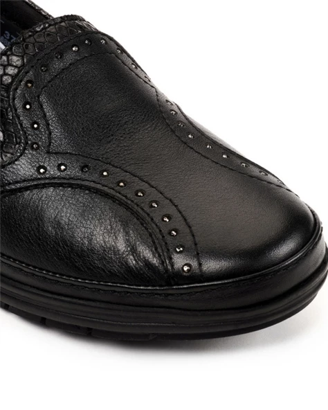 Forelli Mimoza-H 25109 Kadın Siyah Comfort Deri Casual Ayakkabı - 7