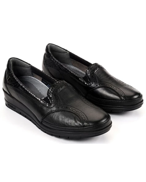 Forelli Mimoza-H 25109 Kadın Siyah Comfort Deri Casual Ayakkabı - 6