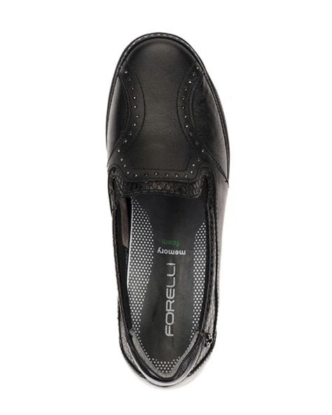 Forelli Mimoza-H 25109 Kadın Siyah Comfort Deri Casual Ayakkabı - 4