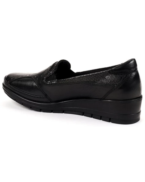 Forelli Mimoza-H 25109 Kadın Siyah Comfort Deri Casual Ayakkabı - 2