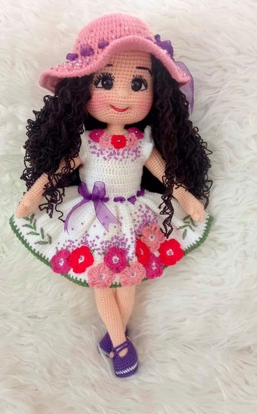 Beyaz Akasya Bebek Amigurumi Organik Oyuncak