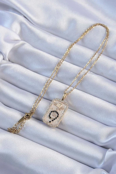 316L Çelik Zincir Altın Renk Zirkon Taşlı Minimal Papatya Figürlü Tarot Kolye - TJ-BKO9223 - 2